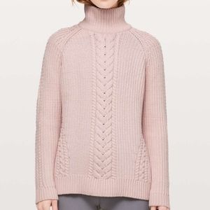 Lululemon Bring the Cozy Knit Turtleneck Sweater Misty Pink